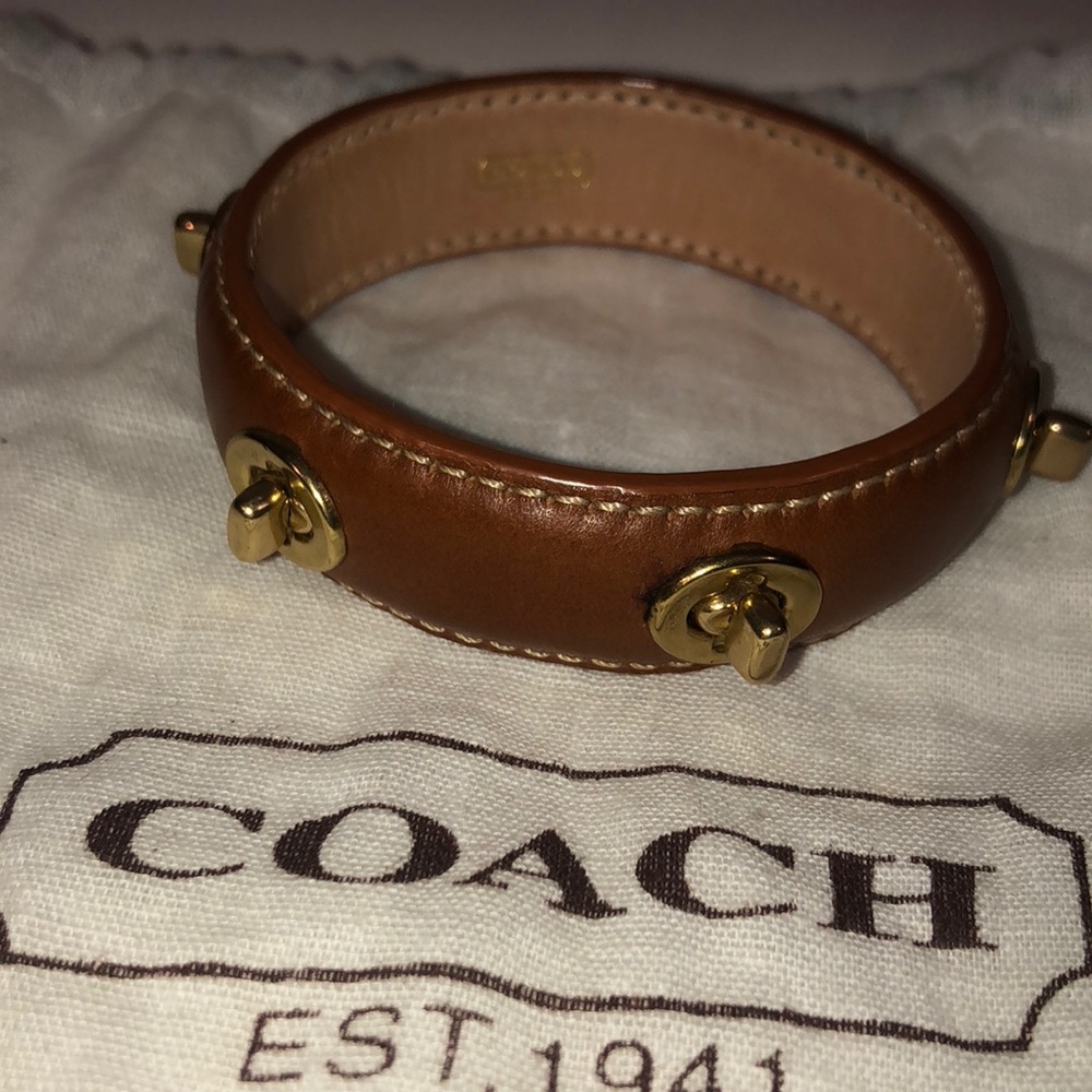 Coach brown leather and brass bracelet. NWOT